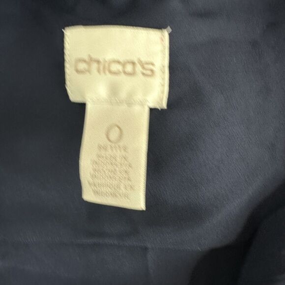 Chicos Blue Sheer Roll Tab Long Sleeve Tunic Top Blouse Size 0 - Picture 3 of 4